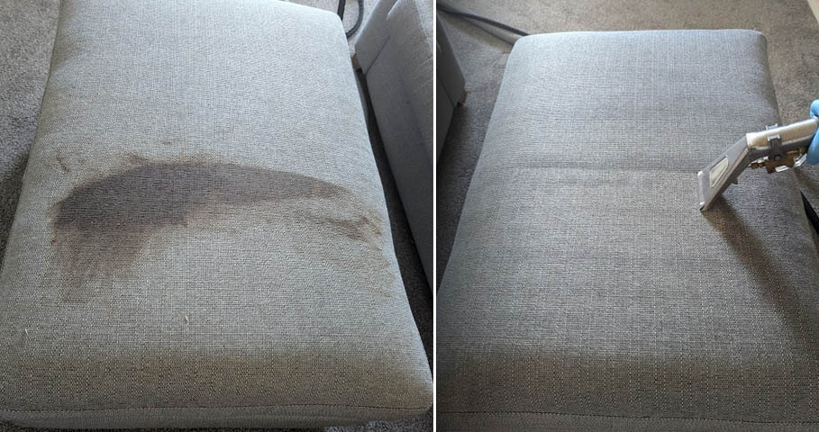 Stained sofa in need of cleaning